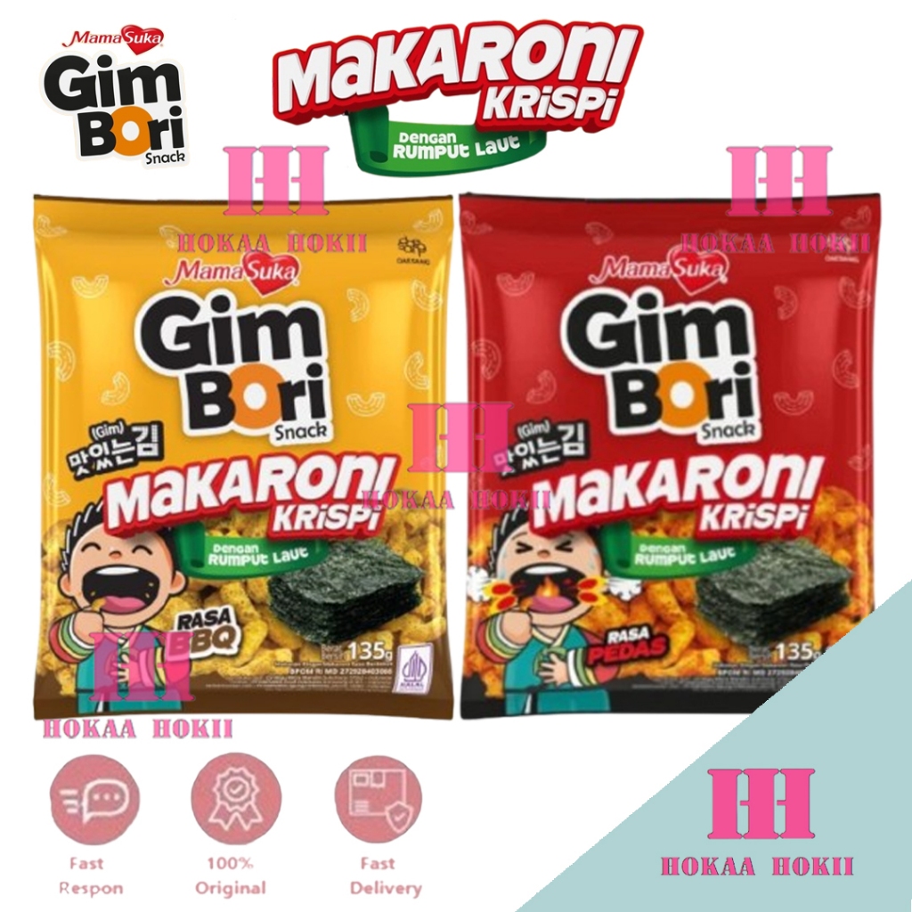 

MamaSuka Gim Bori Snack Makaroni Krispi Rumput Laut BBQ & Pedas 135g