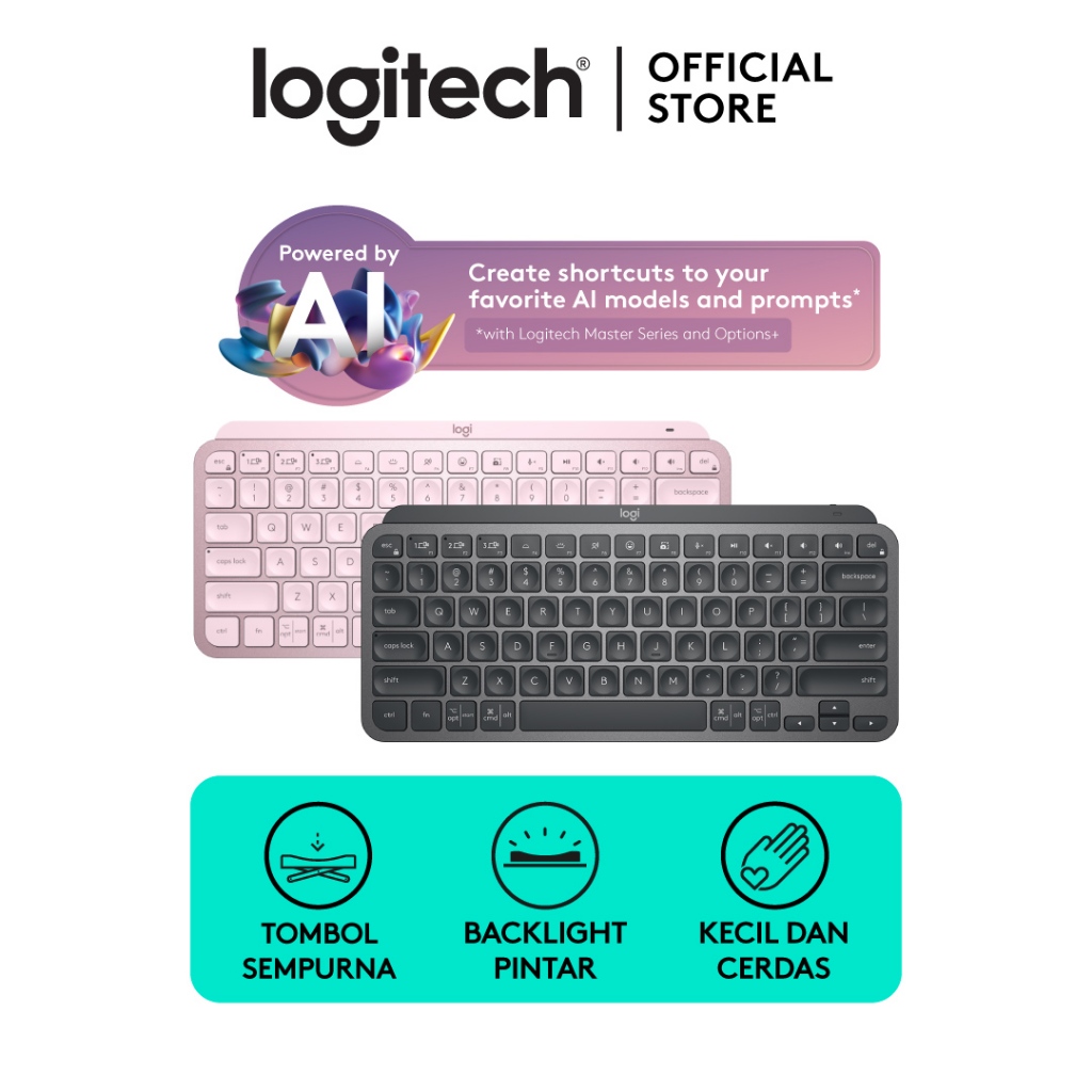 Logitech MX Keys Mini Keyboard Wireless Bluetooth Minimalist Backlit Illuminated for Power Users Win