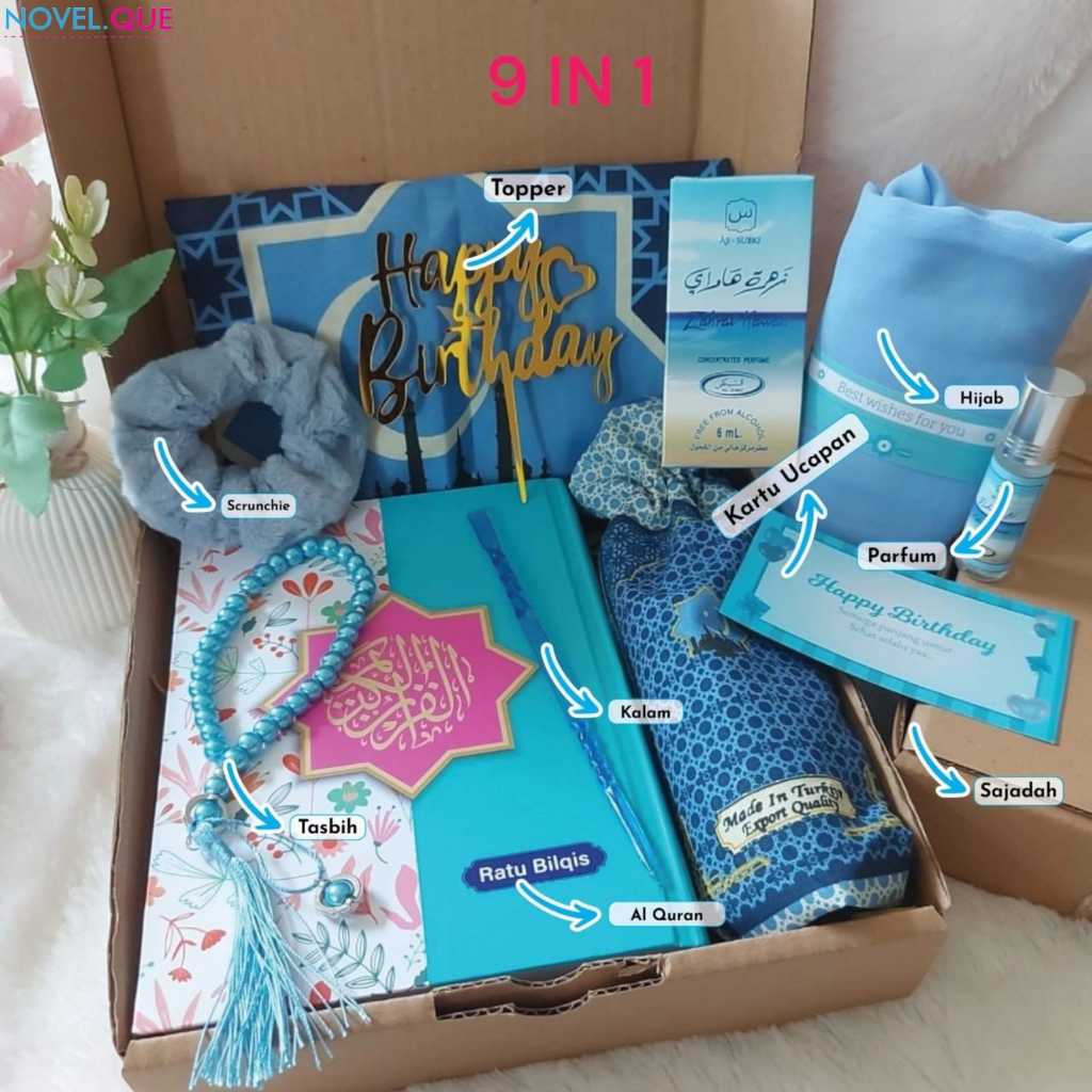 Variasi Hampers Gift Box Series Biru Hadiah Kado Wanita Muslimah Souvenir Ulang Tahun Wisuda Anniver