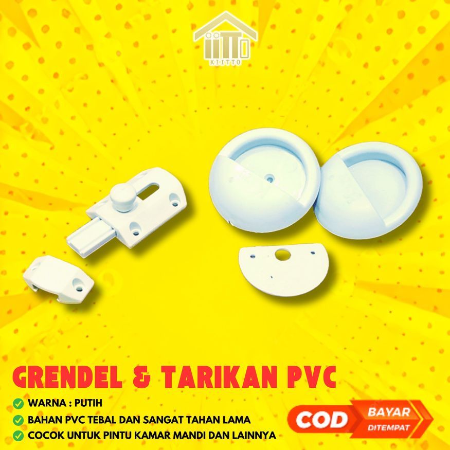 GRENDEL SLOT PLASTIK PVC / GAGANG TARIKAN BULAT PVC PINTU KAMAR MANDI / GRENDEL PLASTIK KAMAR MANDI 
