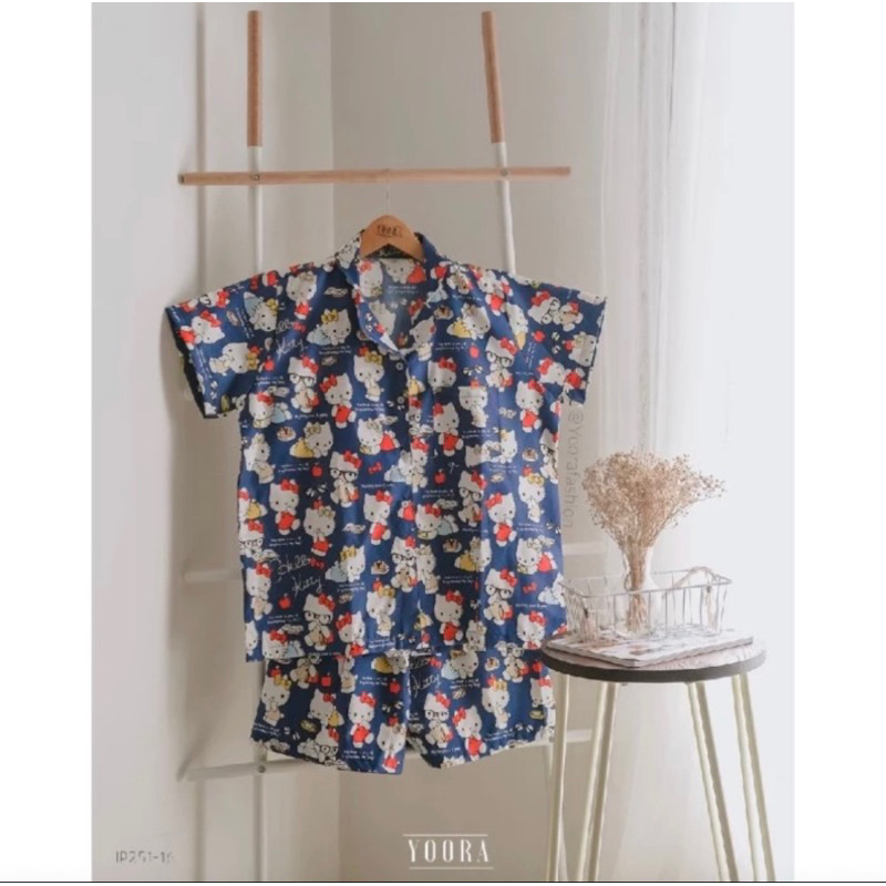[MyYoora] Bobba Ice Short Piyama Pajamas Daster Wanita JP251 - Navy - HelloKitty