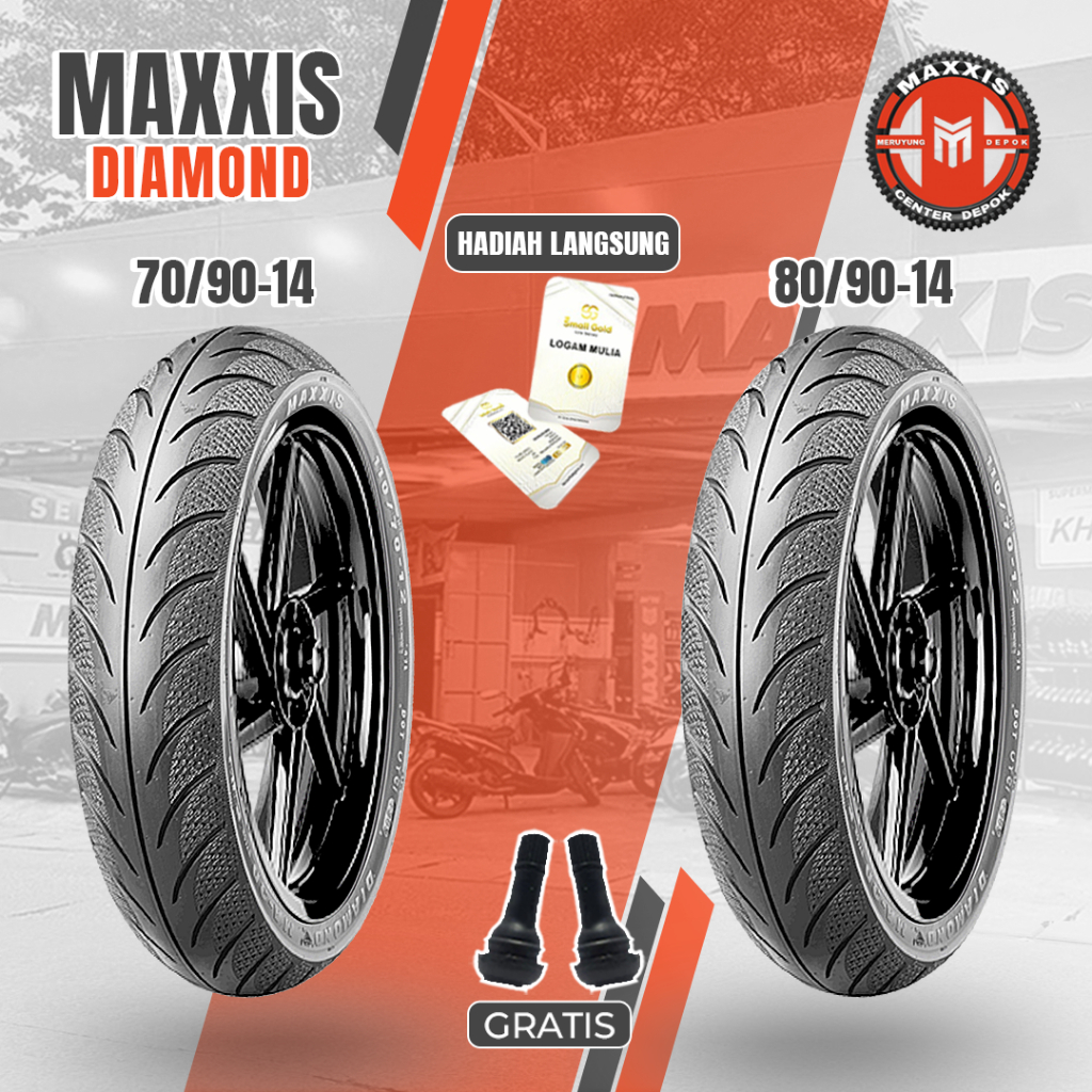Paket Ban MAXXIS DIAMOND Ring 14 70/90-14 + 80/90-14 Tubeless Mio Sporty, Mio Old, Mio Karbu