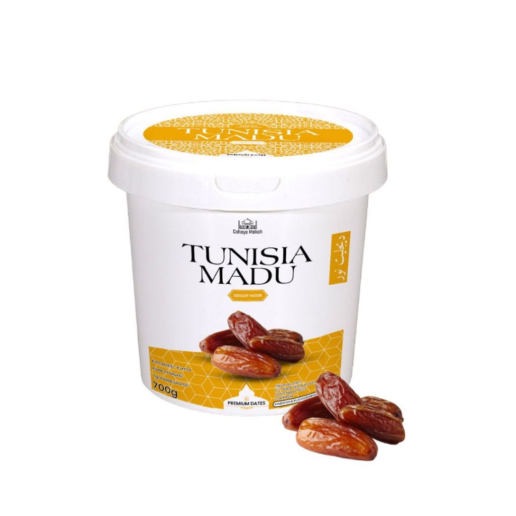 

Cahaya Mekah Kurma Tunisia Madu Ember 700gr Deglet Noor Honey Premium Original High Quality