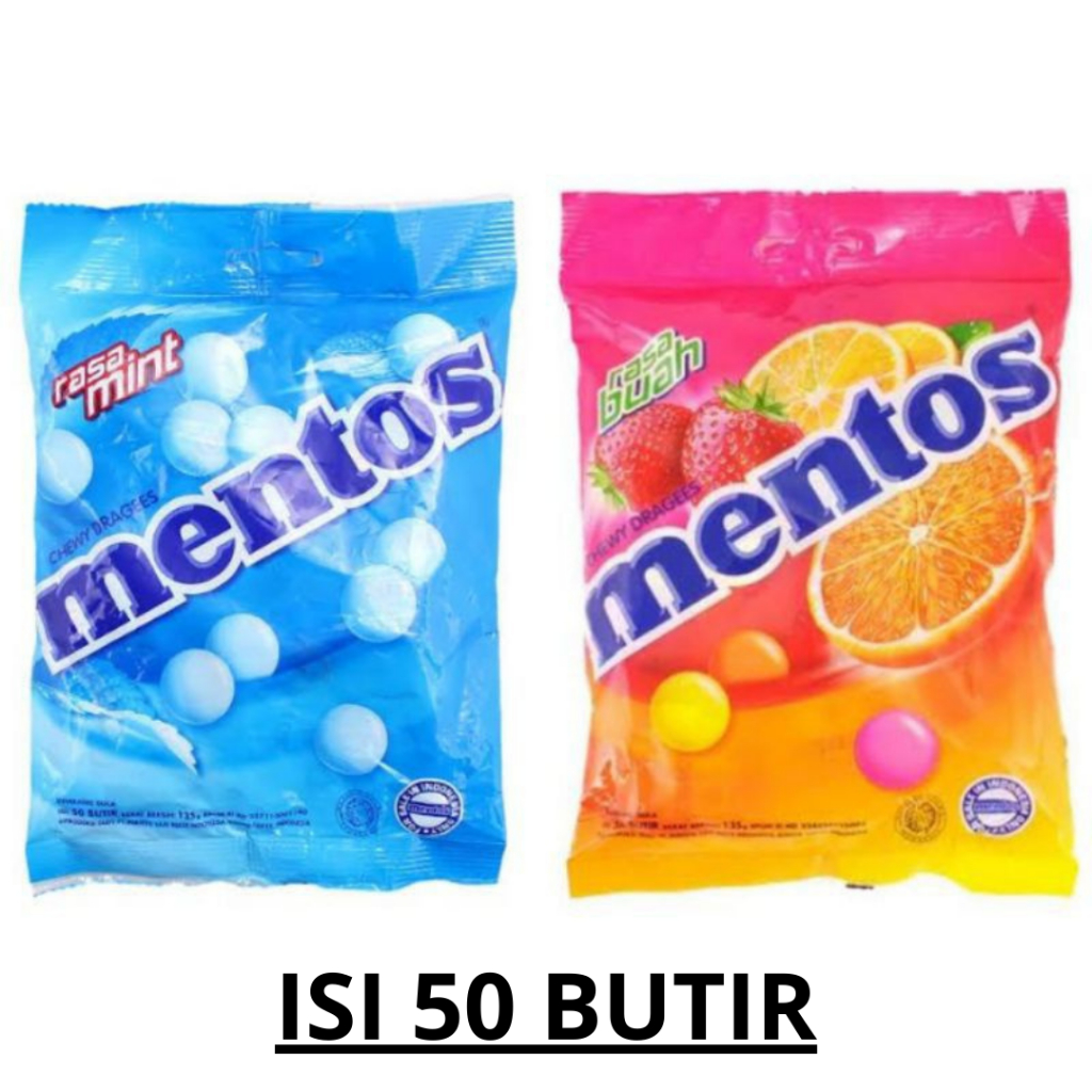 

PERMEN MENTOS 135 GRAM 1 PACK ISI 50 BUTIR MINT ANEKA BUAH BIJI KISS CEMILAN ANAK GROSIR MURAH MAKANAN RINGAN gr 125gr WDMART