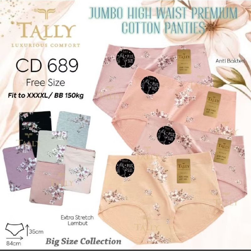 Celana Dalam Wanita Jumbo Big Size  merk Tally 689, Katun High Waist