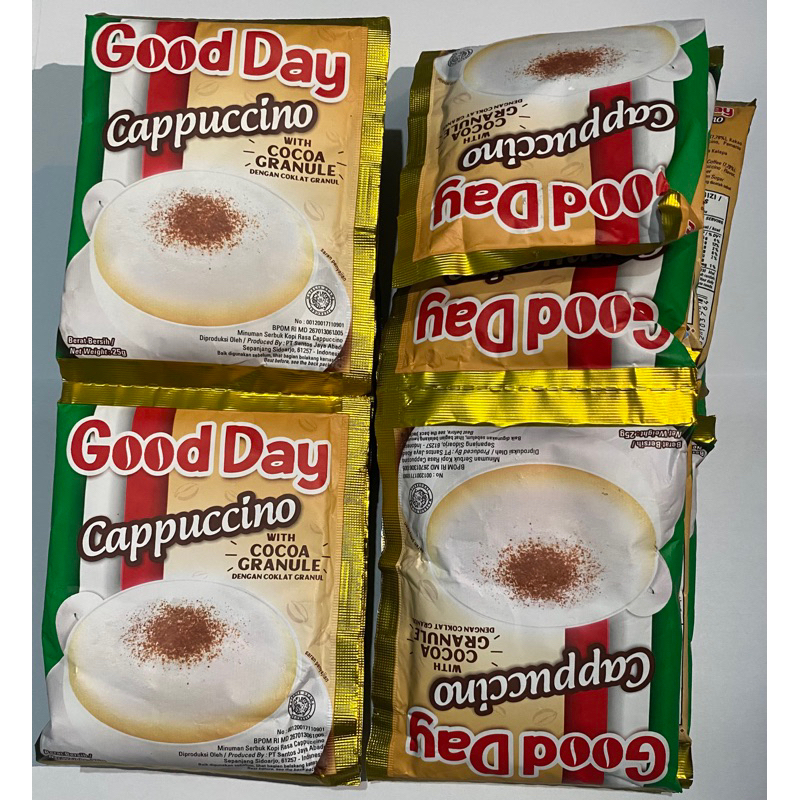 

Good Day Cappuccino dengan Granule 10 pcs/1 renteng