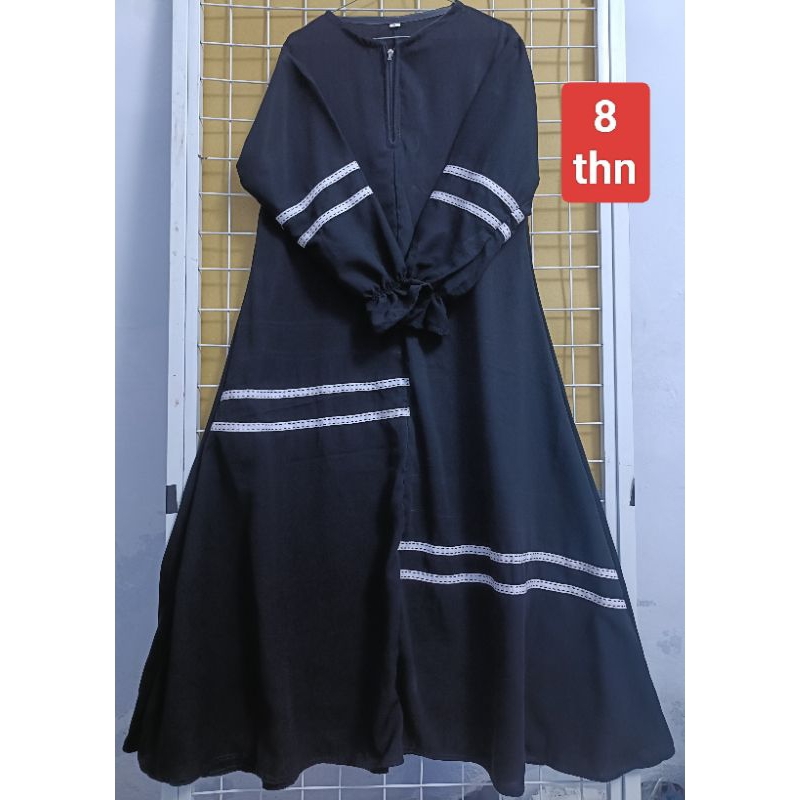 ABAYA ANAK PEREMPUAN USIA 8 TAHUN /GAMIS HITAM JETBLACK TEMBORO