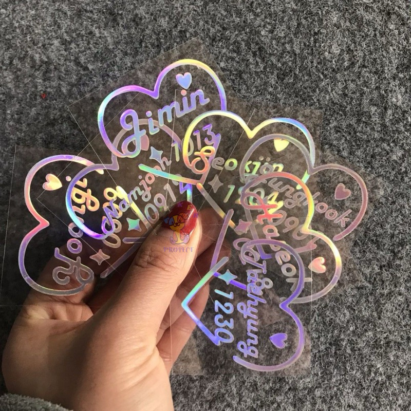 

Sticker heart Number BTS Stiker cutting hologram