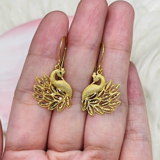 anting burung merak kerawang simple elegant emas asli kadar 700