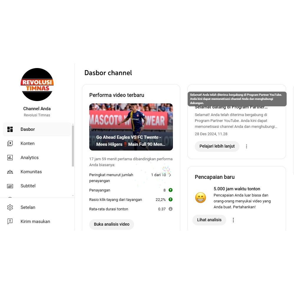 

Akun Channel Youtube Monet supers Thanks 3200 Jam Tayang