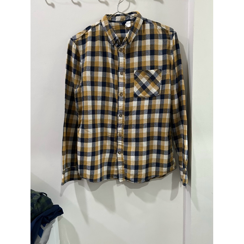 preloved kemeja flanel lengan panjang pria HnM