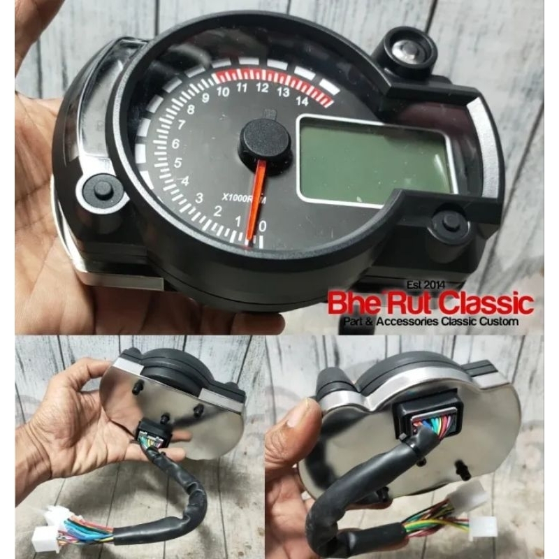 Spido Speedometer KOSO variasi digital RX2N Hitam Set Dudukan