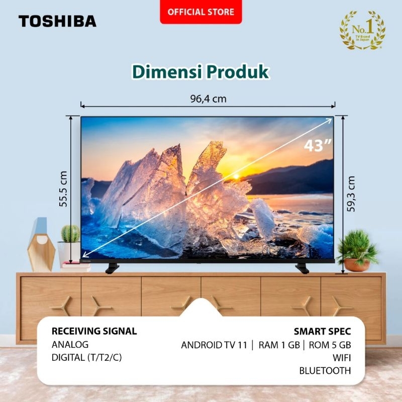 TOSHIBA FHD Android TV LED 43 Inchi Google Assistant Netflix Disney+ Youtube Dolby Audio Wifi Blueto
