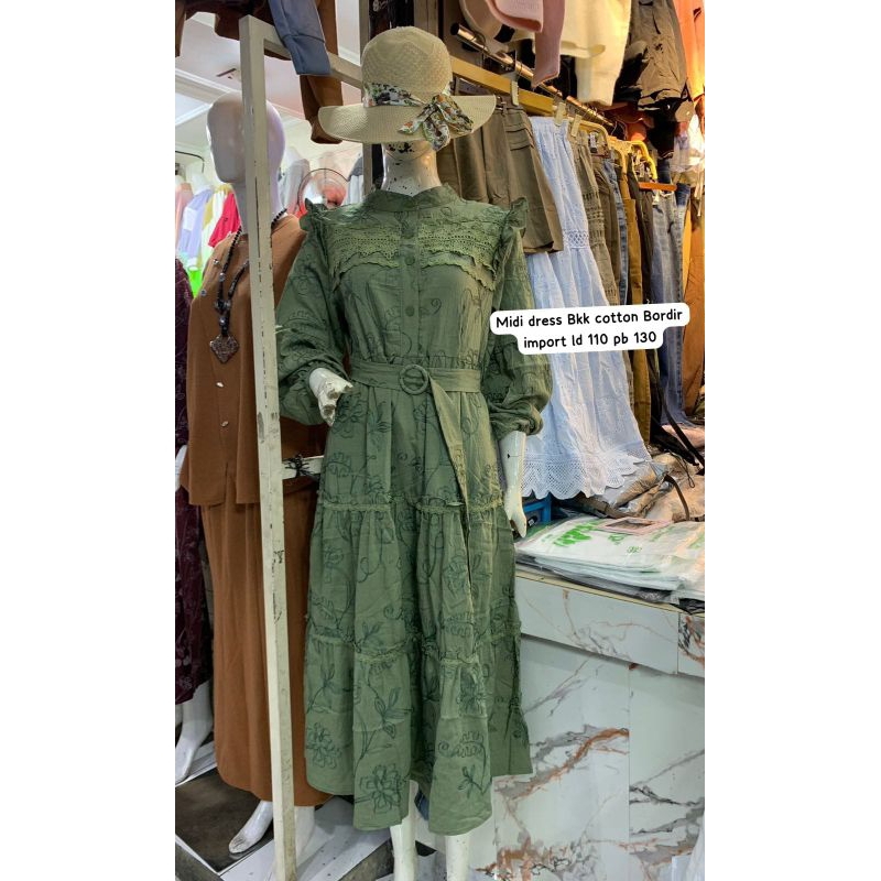 New - Dress Wanita - Pakaian Wanita Bangkok ImportPremium / Midi Dress Wanita - Bangkok Bordir Impor