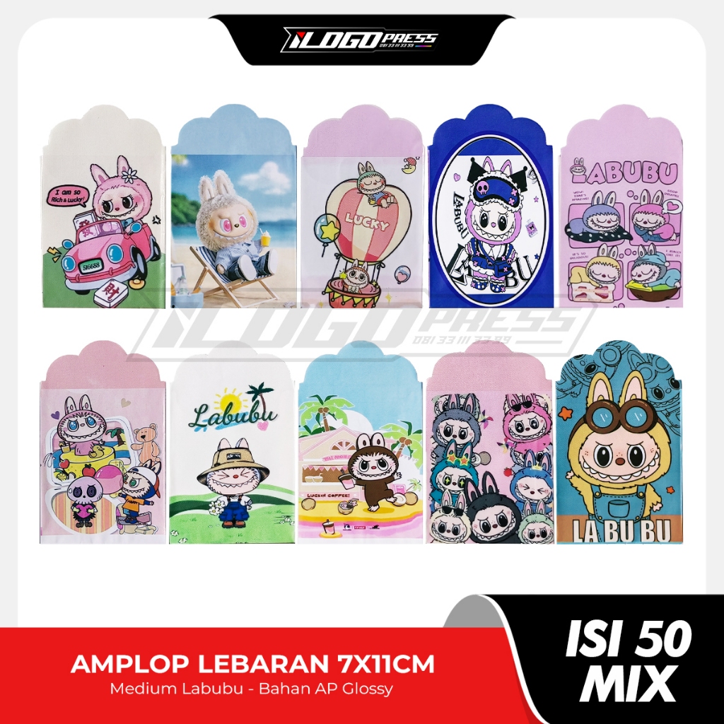 

AMPLOP Lebaran Karakter Labubu Lucu - Medium 7x11 cm 5 Pack isi 50 pcs (MIX)