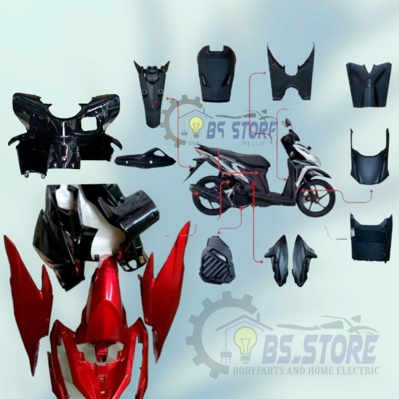 FULLSET BODI BODY  KASAR HALUS  VARIO 125 OLD KZR HITAM PUTIH MAROON 2012 -2014 | KOMPLIT SET BODY V