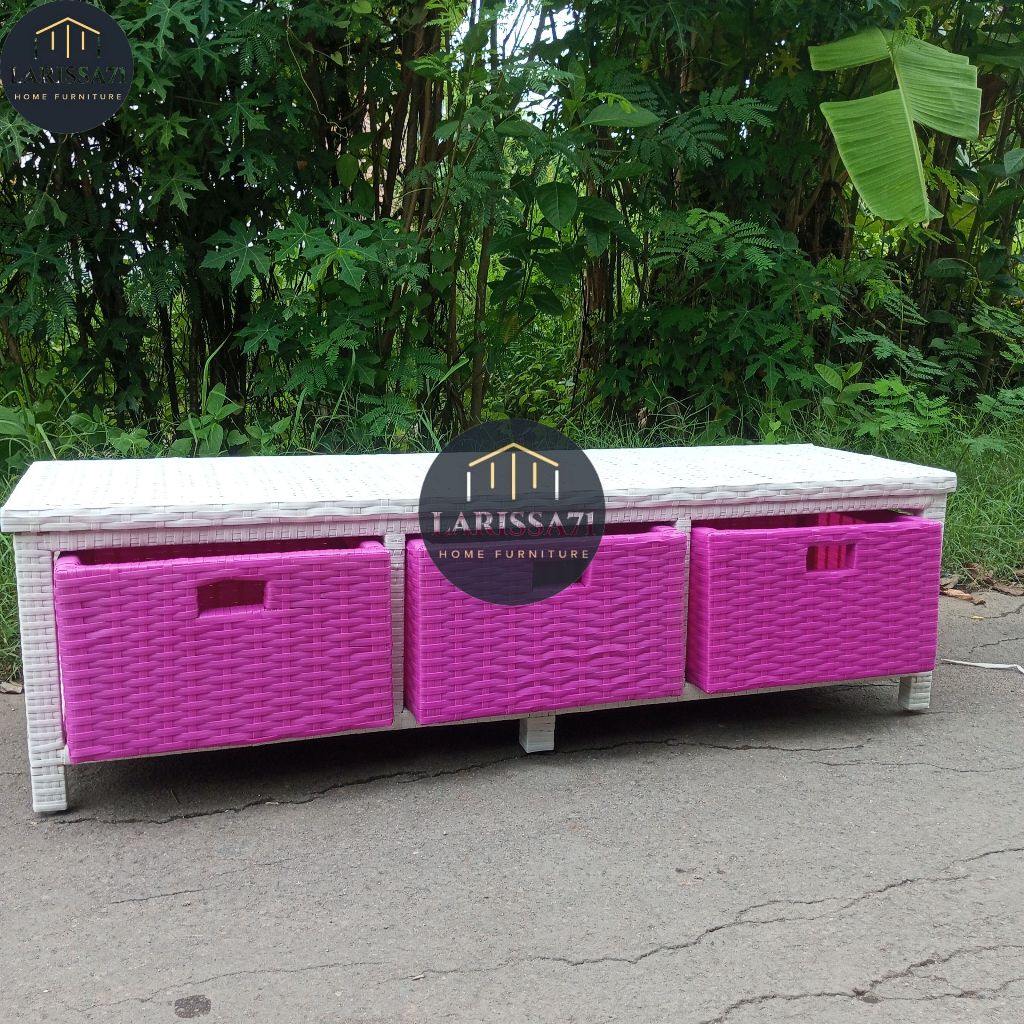 RB Meja Tv Minimalis Rotan Sintetis Lemari Plastik Rotan Sintetis 3 Laci