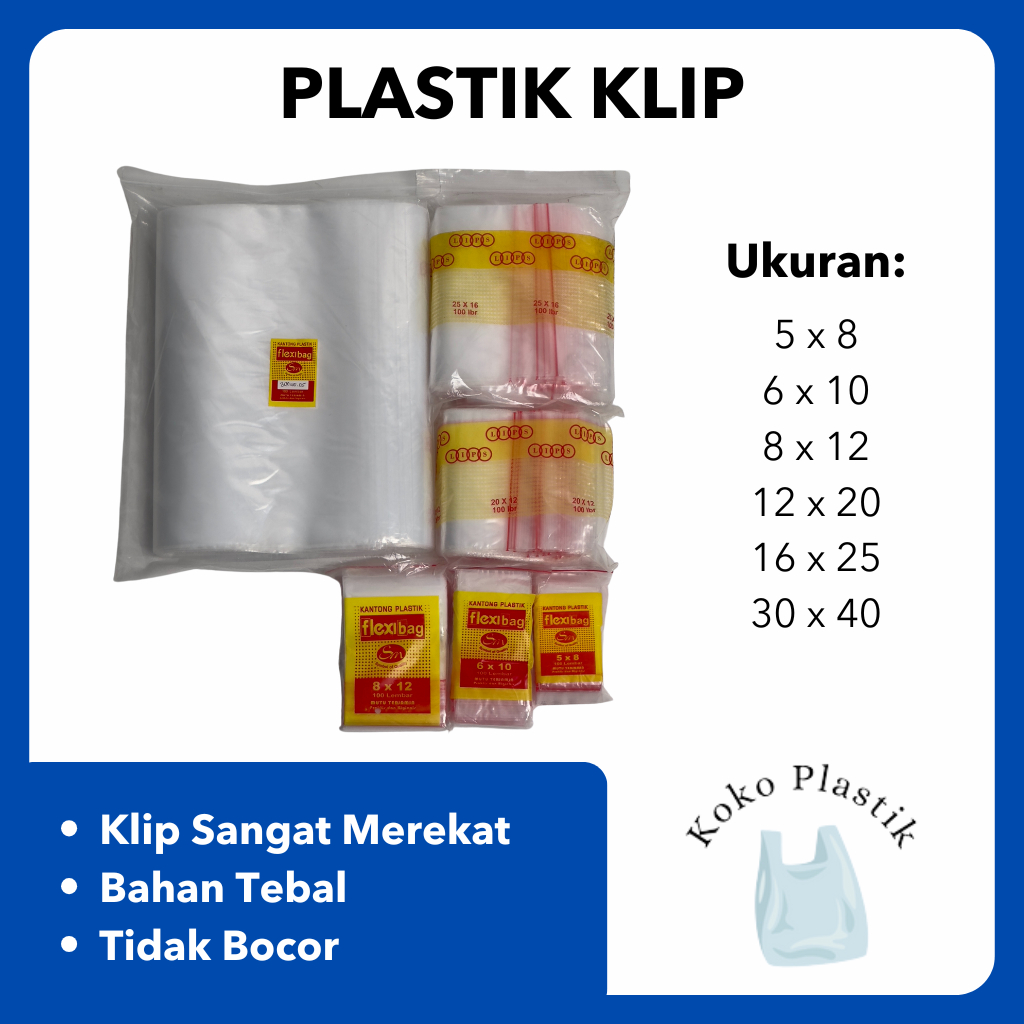 Plastik Klip Bening Flexibag | Plastik Ziplock Bening Lips | Ziplock | 5x8, 6x10, 8x12, 12x20