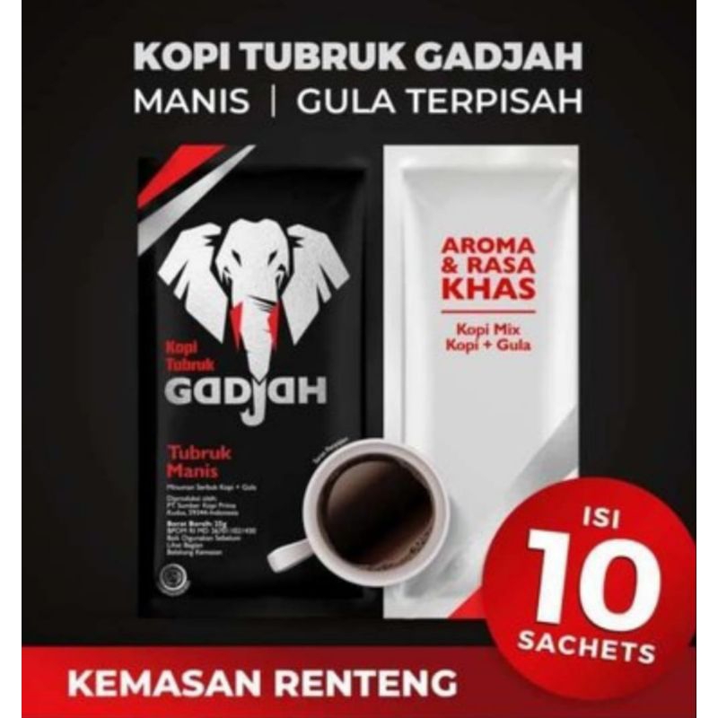 

Kopi Tubruk Gadjah Manis Sachet Renceng 23 gr x 10