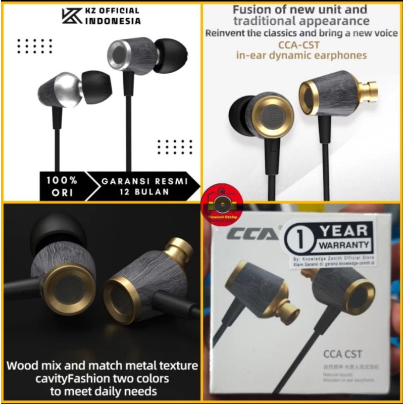 CCA CST Earphone Headset wooden metal