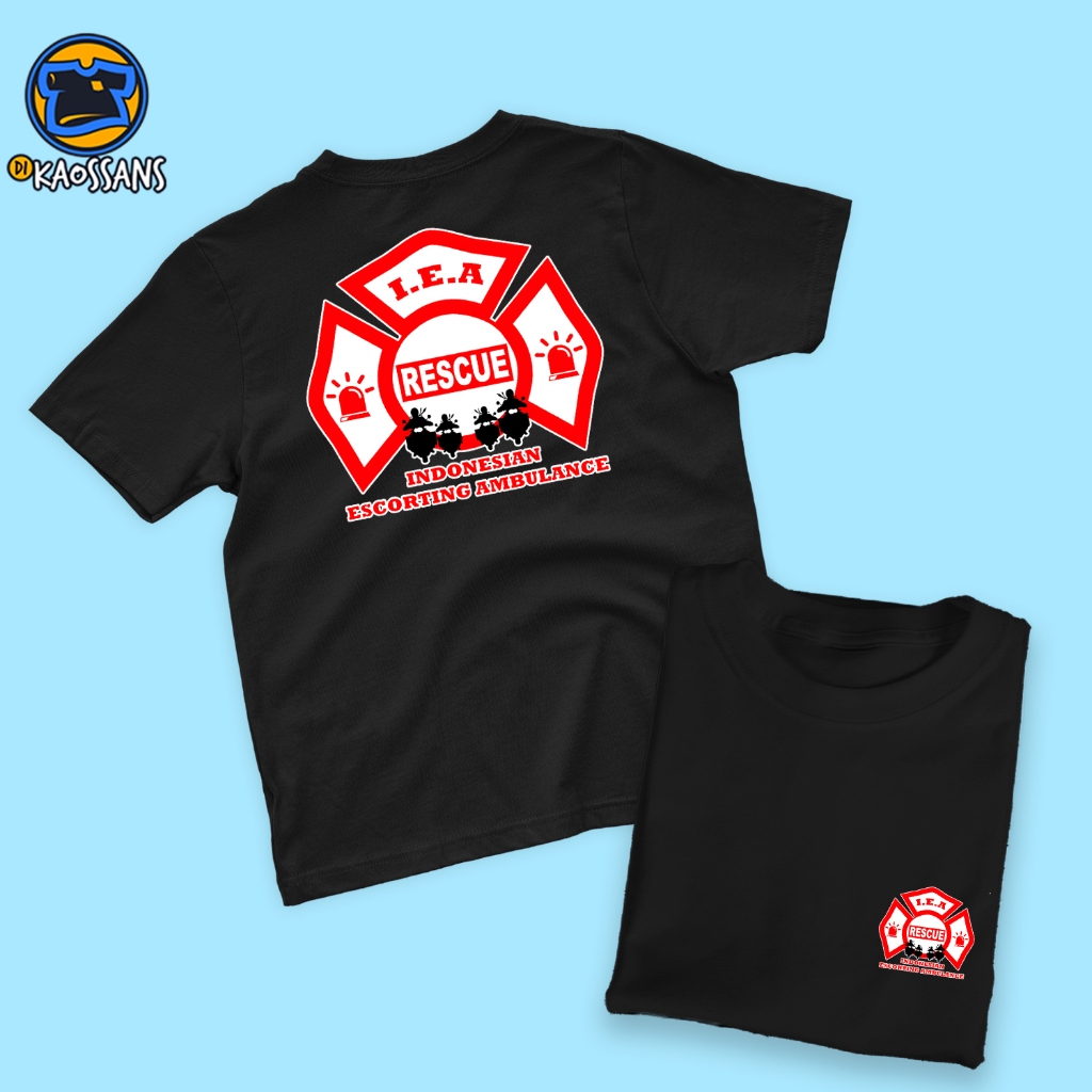 Kaos Pria RELAWAN INDONESIA ESCORTING AMBULANCE Dewasa Baju Atasan Unisex Dikaossans