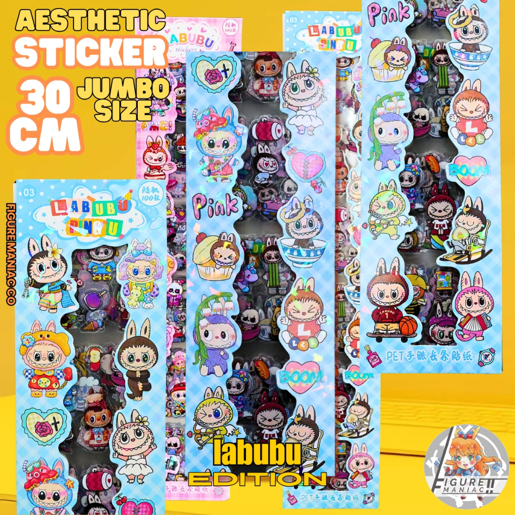 

[FM] - Stiker Labubu Crybaby Molly Vertikal 30 cm Renceng 16 lembar Premium Aesthetic Waterproof