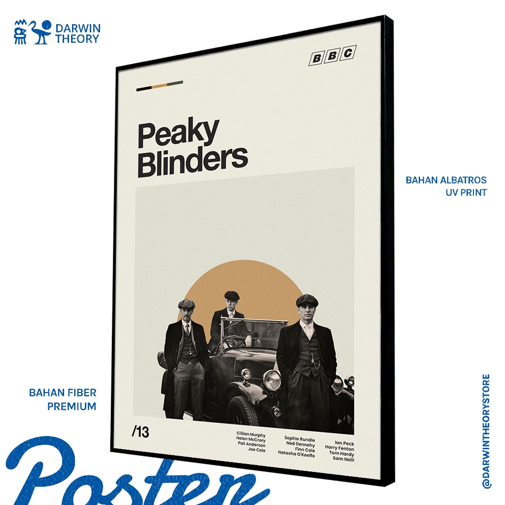 Poster Peaky Blinders | Ukuran 40x60cm & 30x40cm | Poster Dinding Frameblock