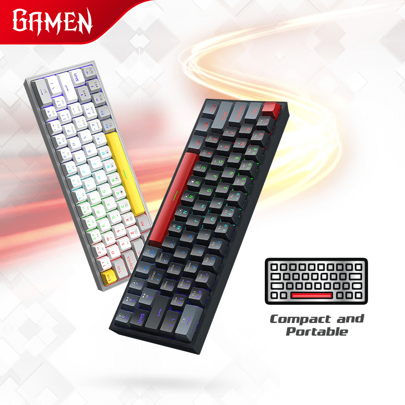 GAMEN Keyboard Gaming Mechanical 60% Layout Titan 5 RGB Light Type-C Hot-Swappable Anti-Ghosting Sem