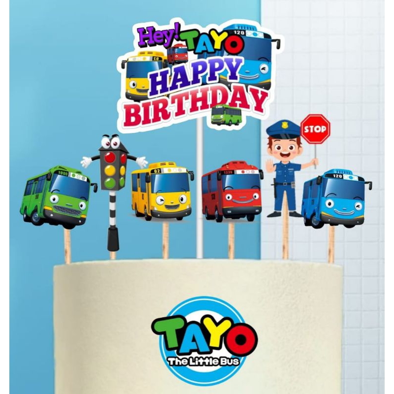 topper Tayo, topper cake, hiasan kue ulang tahun topper karakter Tayo
