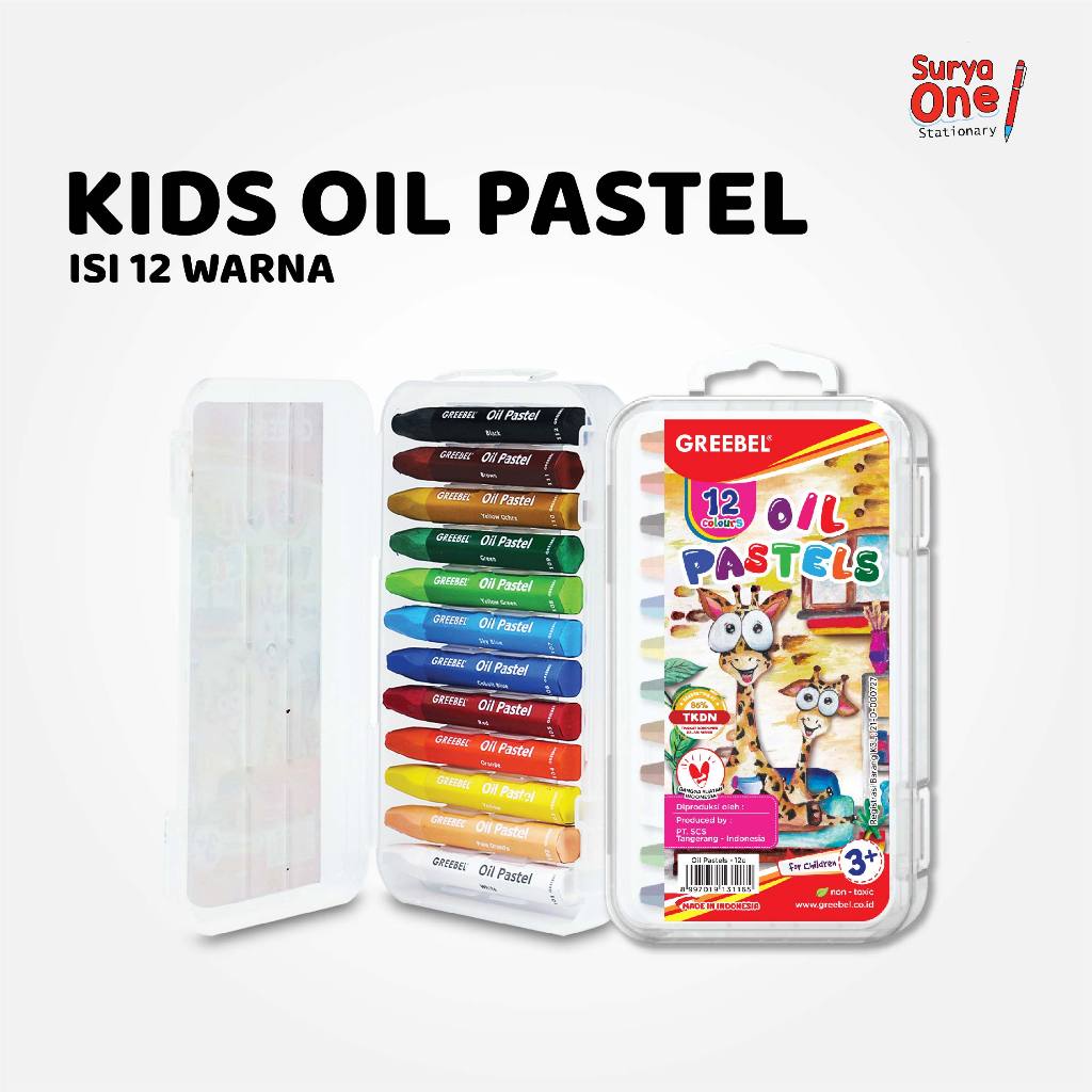 

Crayon Greebel 12 Warna / Krayon Kids Oil Pastel 12 Warna / Crayon Set Lomba Sekolah