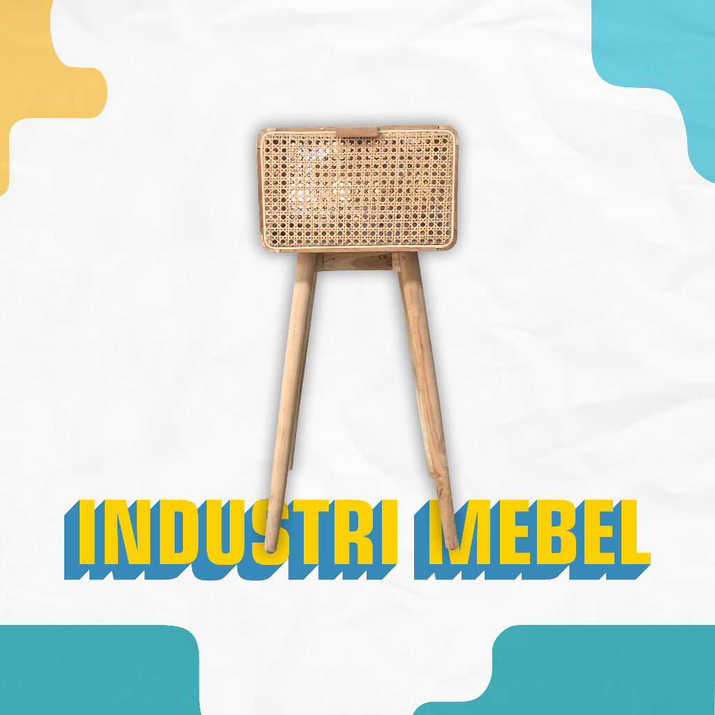 NAKAS RETRO BUBUT ROTAN SQUARE KAYU JATI