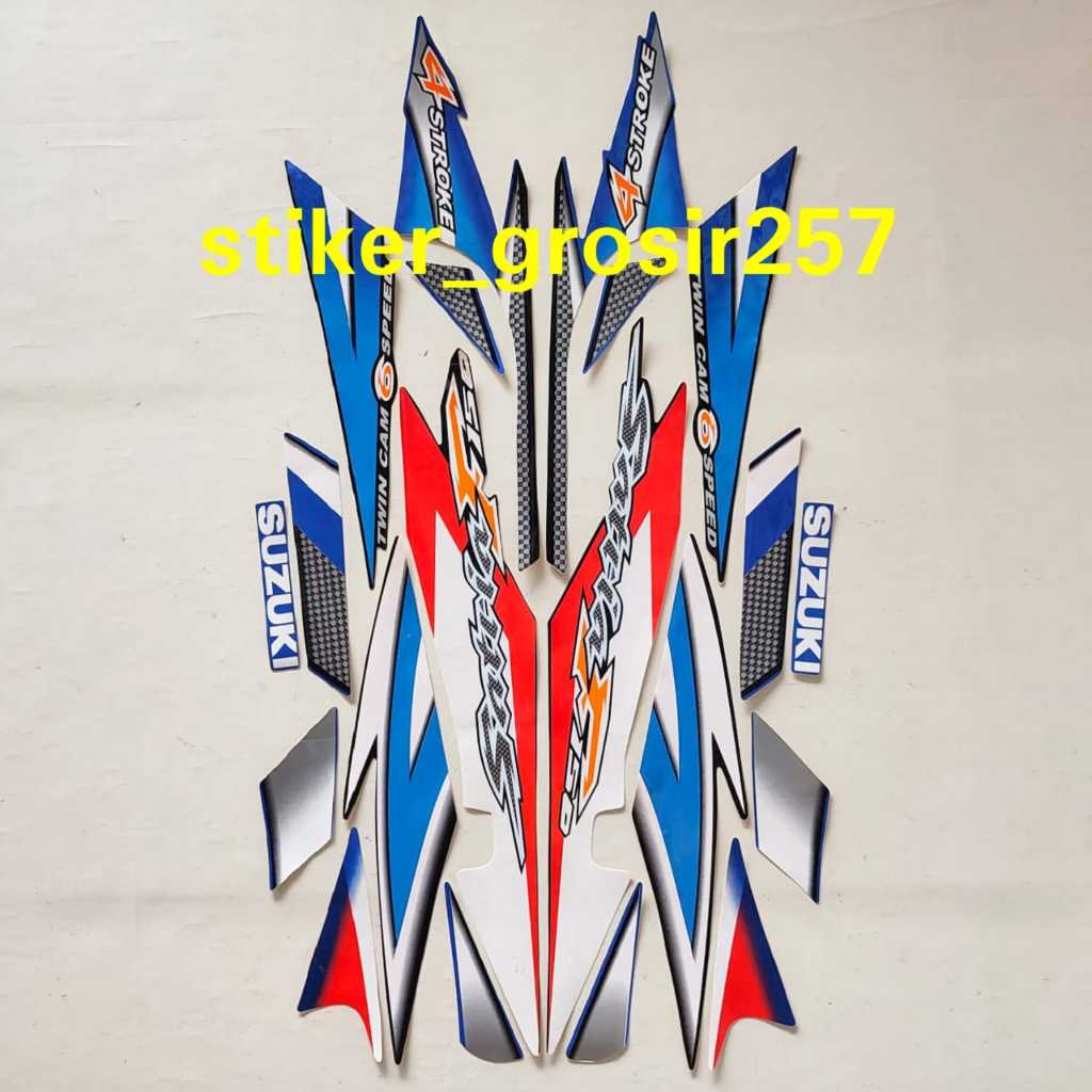STIKER STRIPING LES LIST BODY MOTOR SUZUKI SATRIA FU CBU 2006 2007 BIRU HITAM