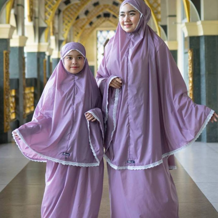 AFIZA MUKENA COUPLE 2in1 TRAVELER COUPLE PARASUT RENDA - MUKENA IBU ANAK - TELEKUNG RENDA -RESLETING