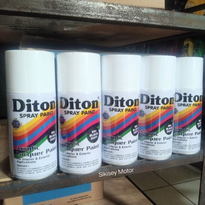 DITON Spray Paint Acrylic Lacquer Paint 300cc Black Doff Black Hi Temp Black Clear Putih Silver Epox