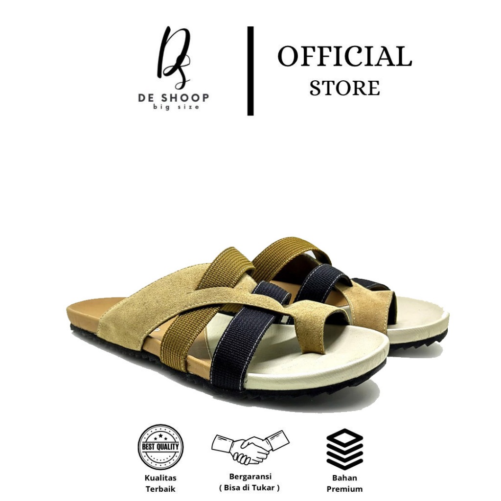 De Shoop - Sandal Pria Slider Ukuran Big Size | No 43 44 45 46 47 48 | Sandal Casual Slider Berkuali