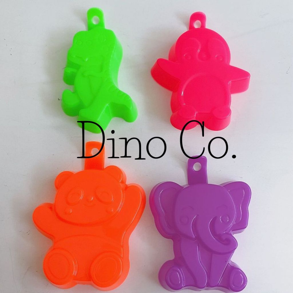 1 lusin cetakan karakter hewan dino gajah / cetakan puding plastik anak / cetakan bento anak