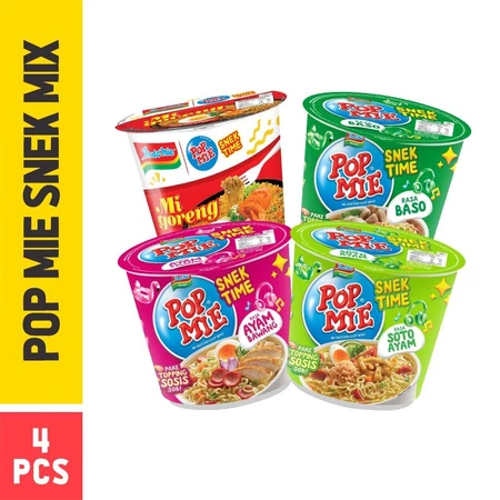 

Pop mie Snek Time Varian Rasa / Indomie grg / ayam bawang / baso / soto ayam