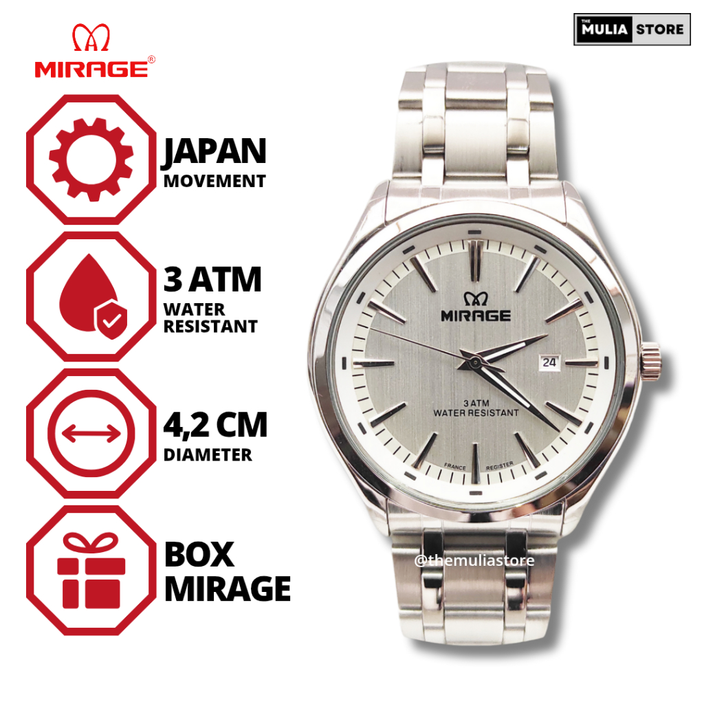 MIRAGE Jam Tangan Pria Mirage Original 8754 BRP M Tanggal Analog