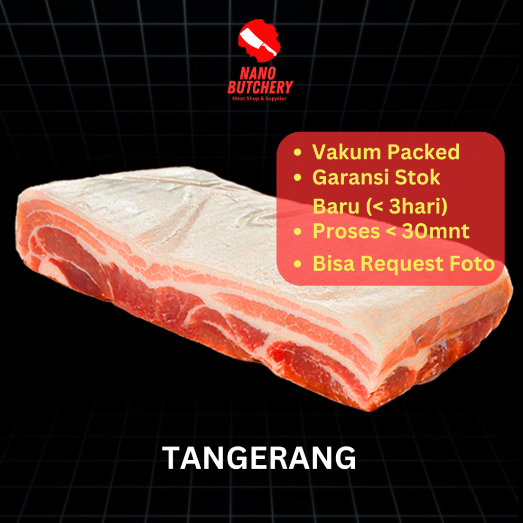 

Samcan babi Pork Belly IMPORT PREMIUM Tanpa Kulit / Skinoff - 1Kg