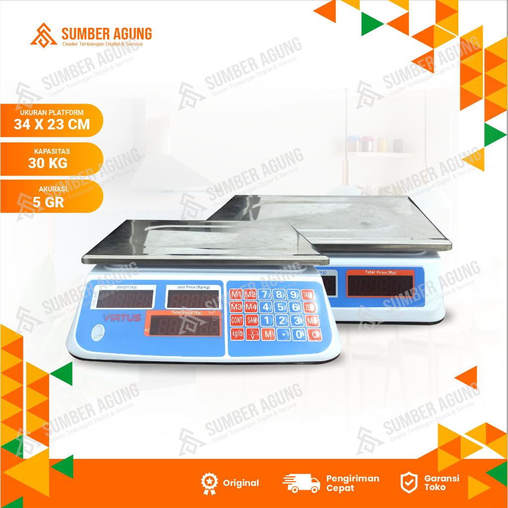 Timbangan buah digital 30kg VIRTUS ACS double display