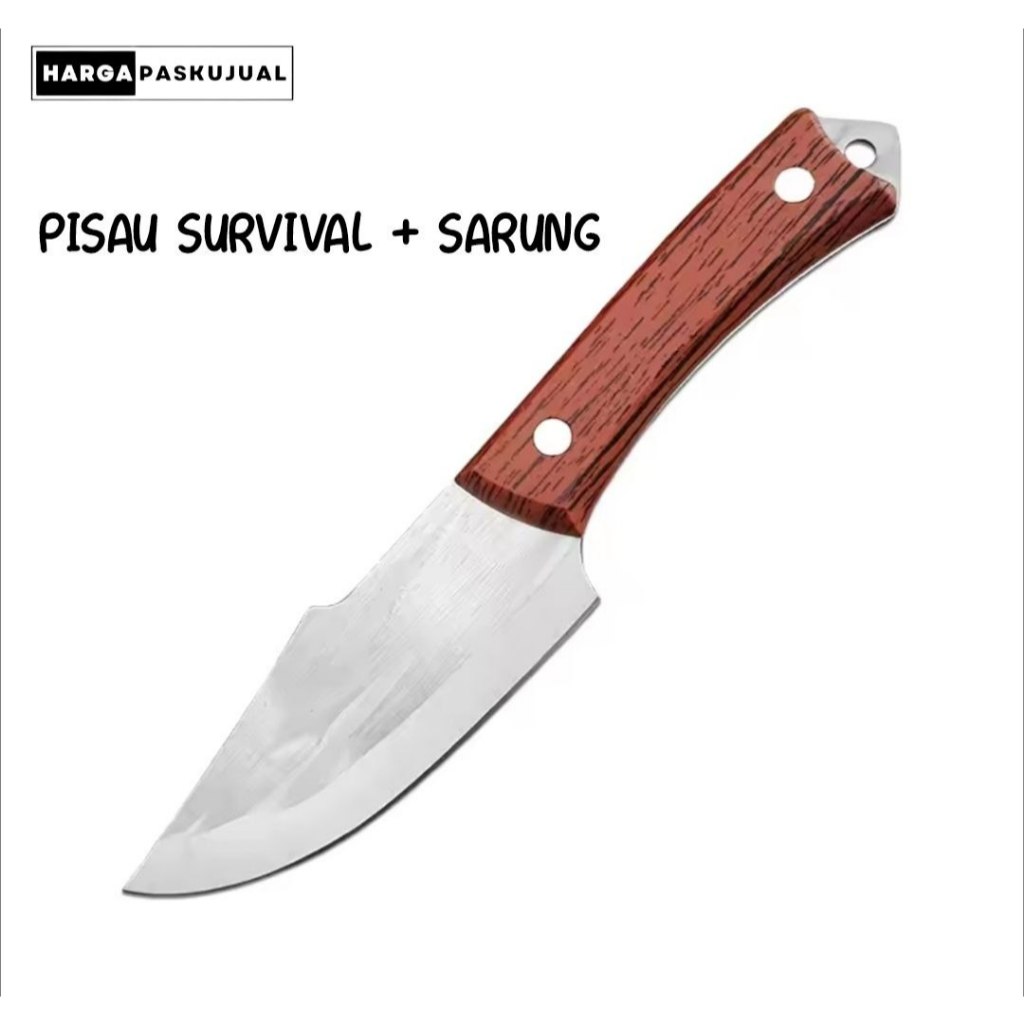Pisau Daging Buah Survival + Sarung Pisau Dapur Daging Super Tajam Serbaguna