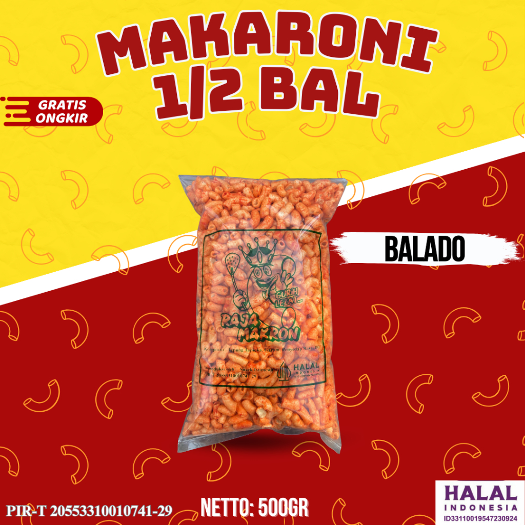 

1/2 BAL MAKARONI KRESS BANTAT KEMASAN 500Gr - 5 VARIAN RASA Food Snack Cemilan Makanan Pedas