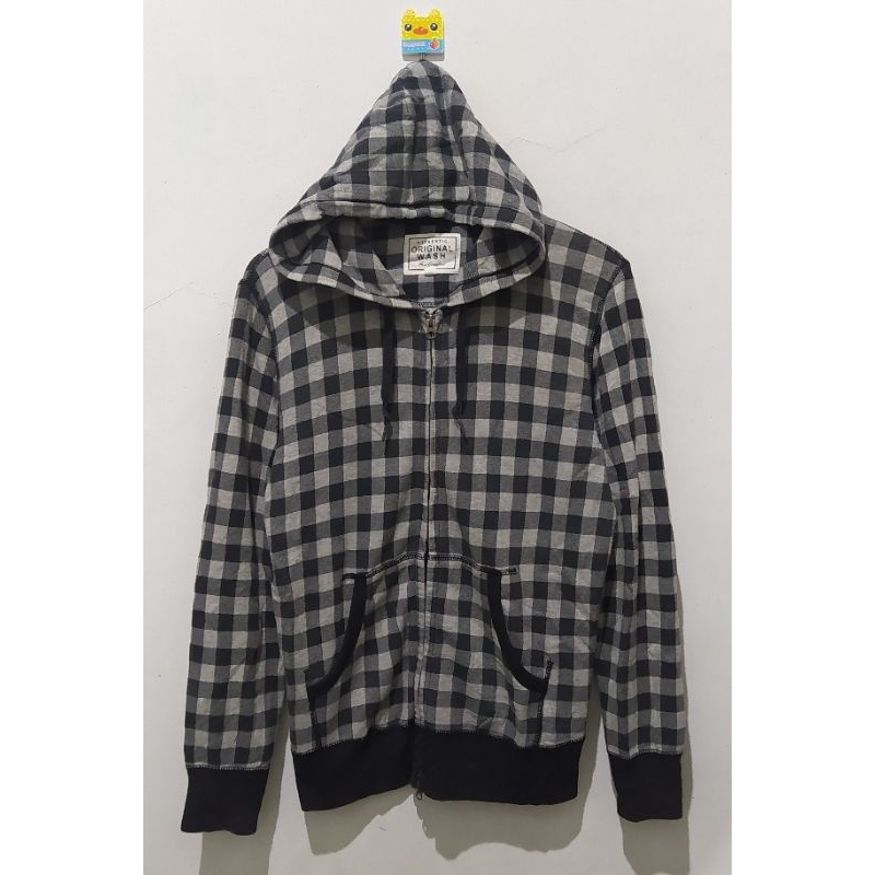 Hoodie Zipper UNIQLO Tartan Size M 100%ORi mantab