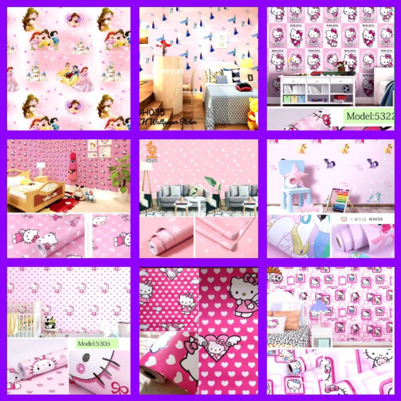 Wallpaper Dinding Motif Hellokitty Wallpaper Dinding Kamar Anak 3D Wallpaper Dinding Kamar Tidur Wal