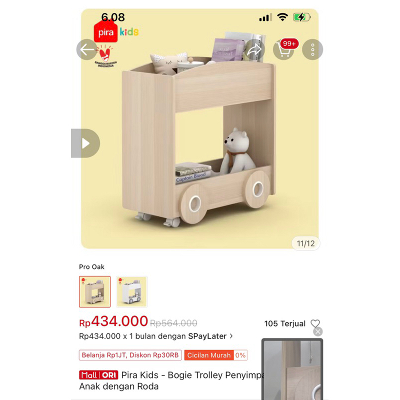 pira bogie trolley penyimpanan mainan buku anak preloved