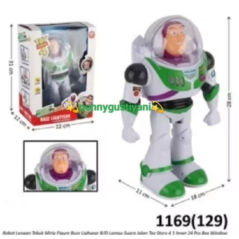 Mainan anak robot buuz  bisa berjalan baterai