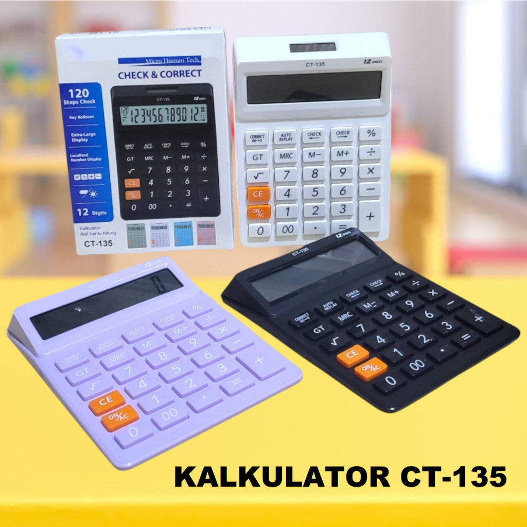 

COD Kalkulator Besar CT 135 Check Correct 12 Digits Dagang warna warni UNGU HITAM PUTIH anak sekolah akuntansi Kantor Meja Hitung Calculator Murah berkualitas