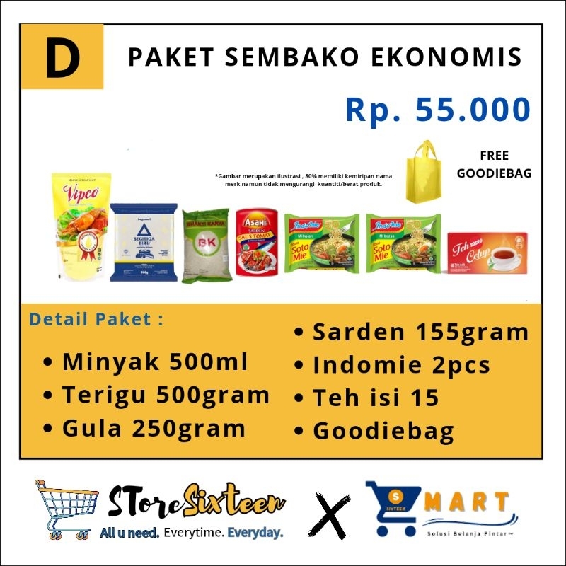 

Paket Sembako Ekonomis 50 Ribuan D Free Goodiebag / Paket Sembako Murah