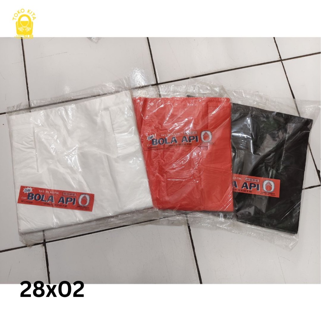 Kresek Serbaguna Merek Bola Api uk 28x02 | Hitam Putih Merah