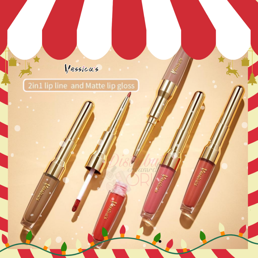 FYC - Yessica's 2IN1 Lip LIne And Matte Lip Glaze - Lip Gloss & Lip Liner - Waterproof And Smudgepro